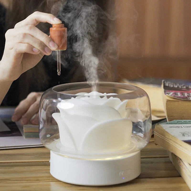 Nawilżacz Powietrza z Aromaterapią – Elegancki Ultrasoniczny Dyfuzor z LED i Funkcją Aromatycznych Olejków