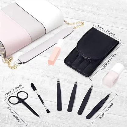 Precyzyjna Pęseta – 6-częściowy Zestaw do Brwi z Etui Podróżnym