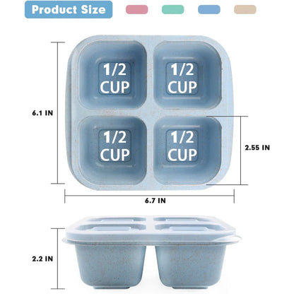 Pojemniki na posiłki w stylu Bento z 4 przegrodami w zestawie 4 sztuk – Trwałe i Praktyczne