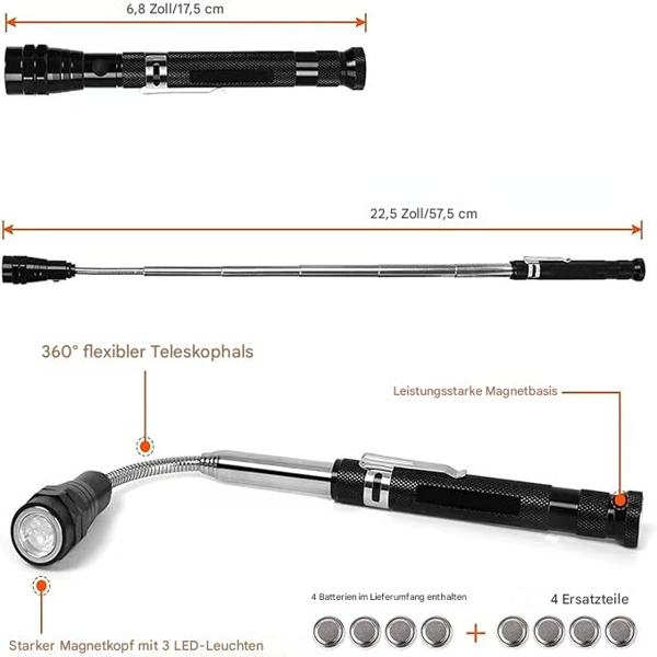 Elastyczna Wysuwana Magnetyczna Lampa Warsztatowa
