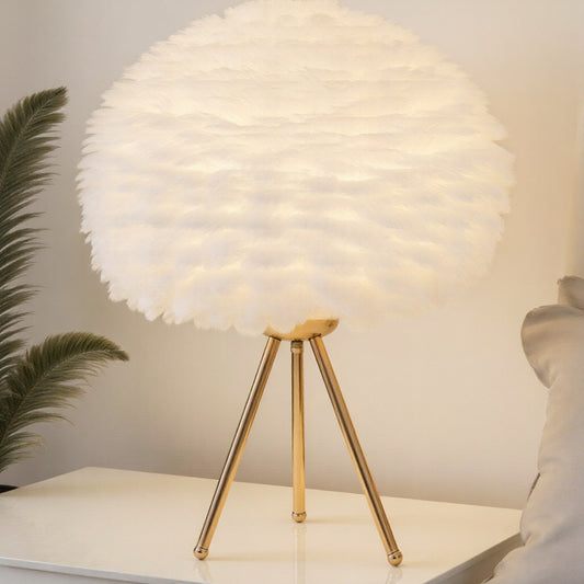 Lampka Stołowa z Piórami