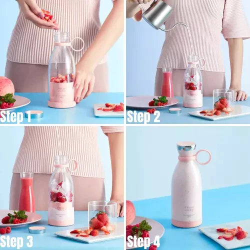 Kompaktowy Przenośny Blender do Smoothie z Pojemnikiem na Owoce i Zakrętką do Picia