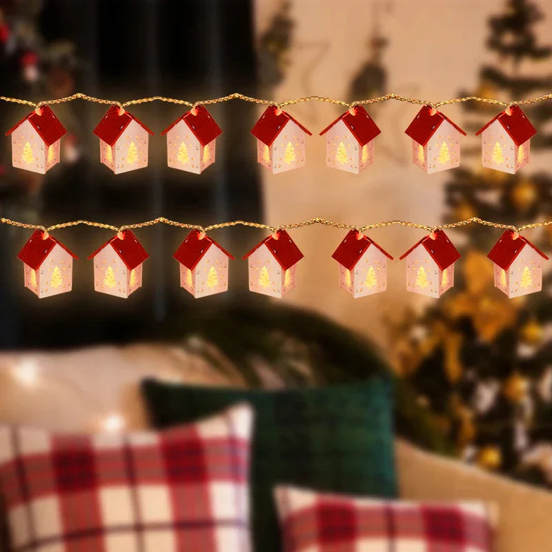 Drewniane Domki Świąteczne z Oświetleniem LED do Dekoracji Świątecznych