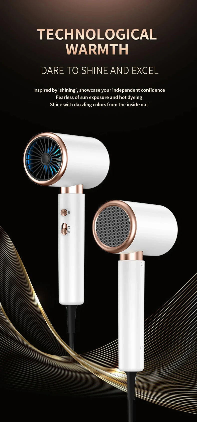 Suszarka do włosów o wysokiej mocy 2400 W z funkcją zimnego i gorącego powietrza – technologia jonowa