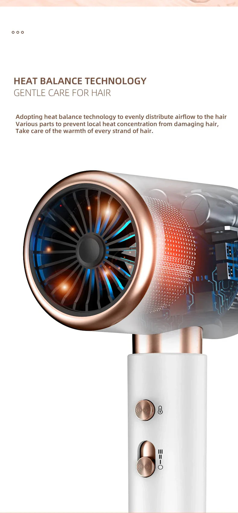 Suszarka do włosów o wysokiej mocy 2400 W z funkcją zimnego i gorącego powietrza – technologia jonowa