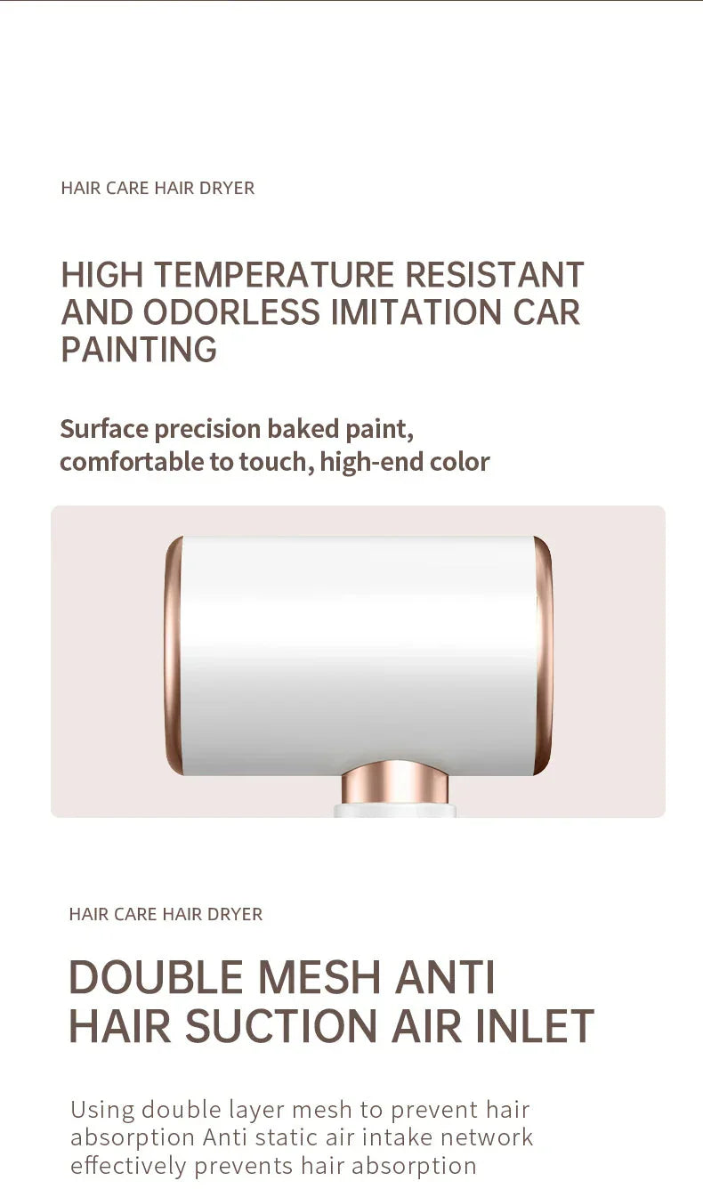 Suszarka do włosów o wysokiej mocy 2400 W z funkcją zimnego i gorącego powietrza – technologia jonowa