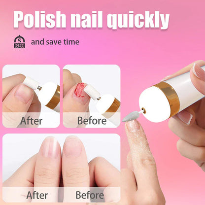5 w 1 Elektryczne Narzędzie do Pielęgnacji Paznokci – Przenośne Narzędzie do Manicure z Lampą LED