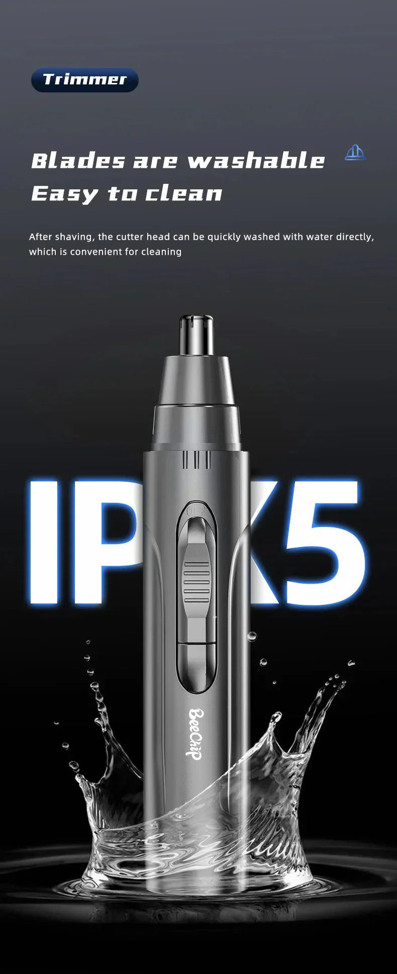 Profesjonalny Bezbolesny Trymer do Włosów w Nosie i Uszach dla Mężczyzn i Kobiet