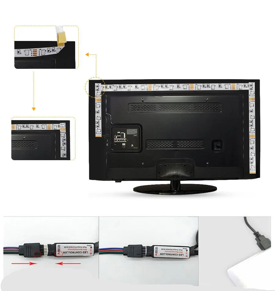 Pasek LED RGB z Złączem USB – Światło Zmiennokolorowe do Tworzenia Nastroju i Podświetlenia Telewizora