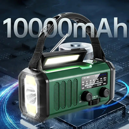 Solarny radio awaryjne z powerbankiem – radio korbkowe z lampką LED do biwakowania i użytku na zewnątrz