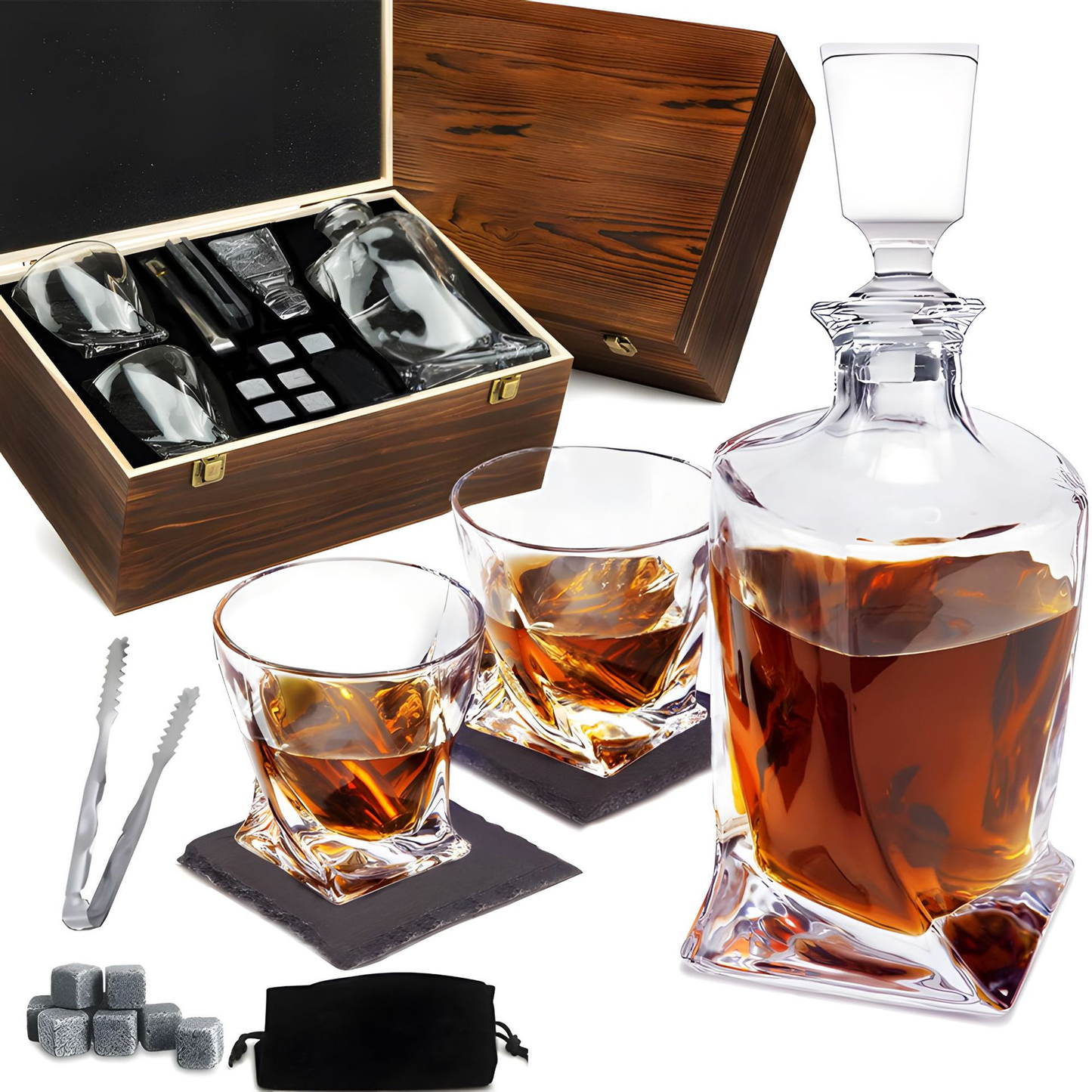 Ekskluzywny zestaw do whisky z kryształu z karafką i szklankami